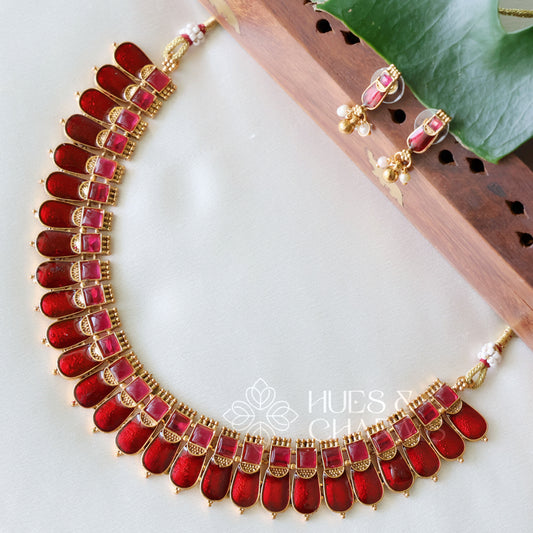 GOLDEN PALAKKA RATNAM NECKLACE SET (COLOURS AVAILABLE)