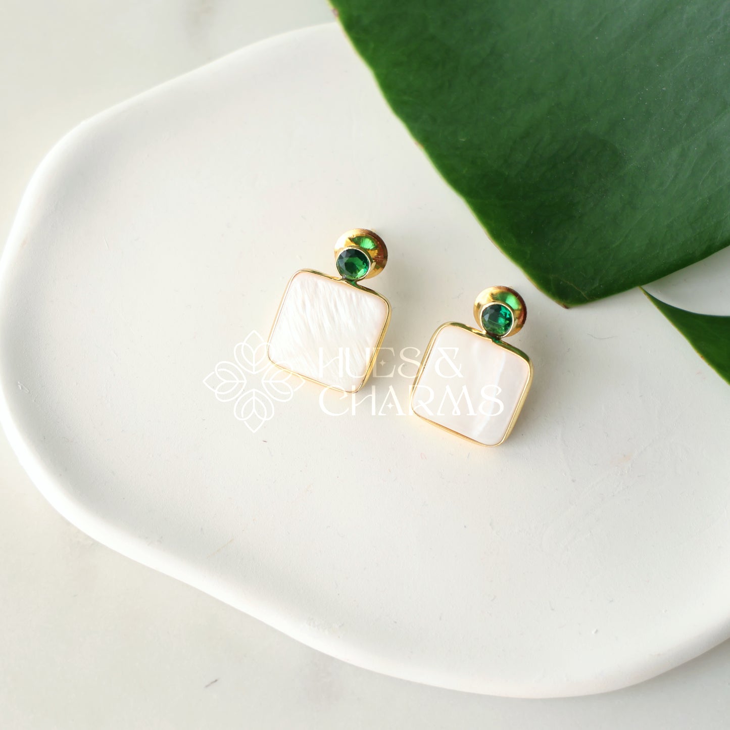 GLOSSY OPALINE MOP STUD EARRINGS (COLOURS AVAILABLE)