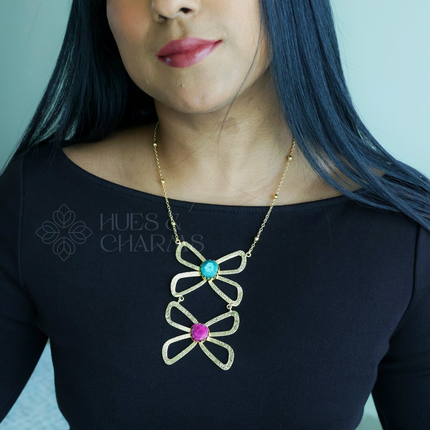 GOLDEN BUTTERFLY LONG NECKPIECE