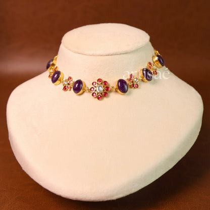 ÉLORA NATURAL STONE CHOKER SET - AMETHYST