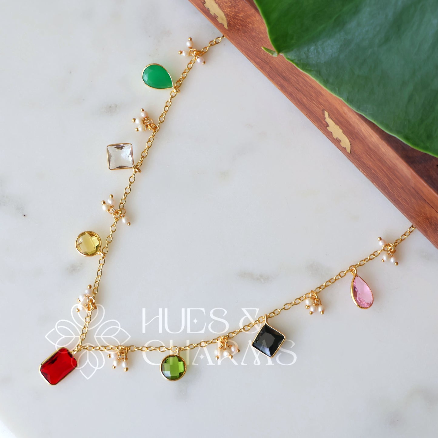 GOLDEN GLOSSY MULTI-CHARM NECKPIECE (COLOURS AVAILABLE)