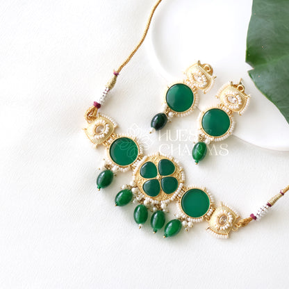 GOLDEN AAROHI STATEMENT CHOKER SET (COLOURS AVAILABLE)