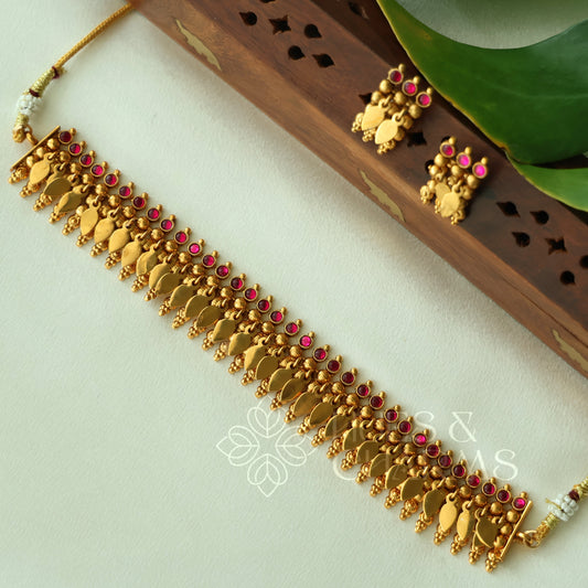 TRADITIONAL RATNA PALLAVI RUBY ELAKKATHALI CHOKER SET