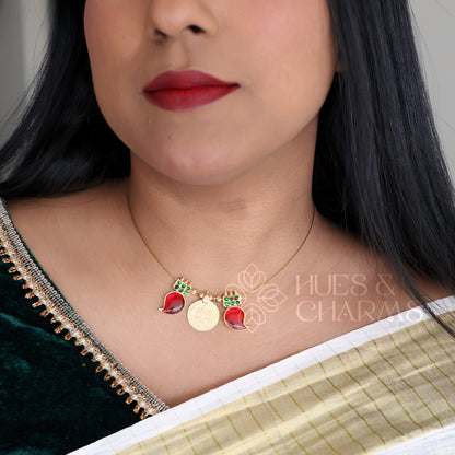 MANGO AND LAKSHMI COIN FLOATING NECKPIECE (COLOURS AVAILABLE)