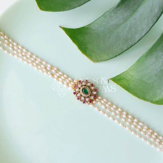 GOLDEN RATNA PADMA KUNDAN PEARL CHOKER | Premium jewellery