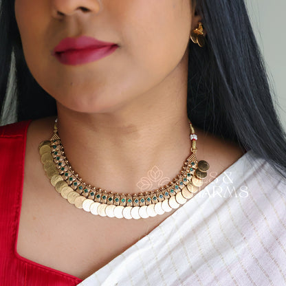TRADITIONAL PADMA LAKSHMI BOLD COIN NECKLACE SET