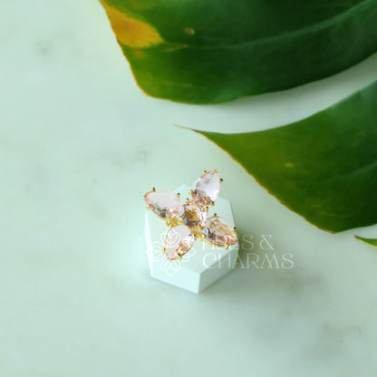 GLOSSY FLORAL STATEMENT ADJUSTABLE RING (COLOURS AVAILABLE)