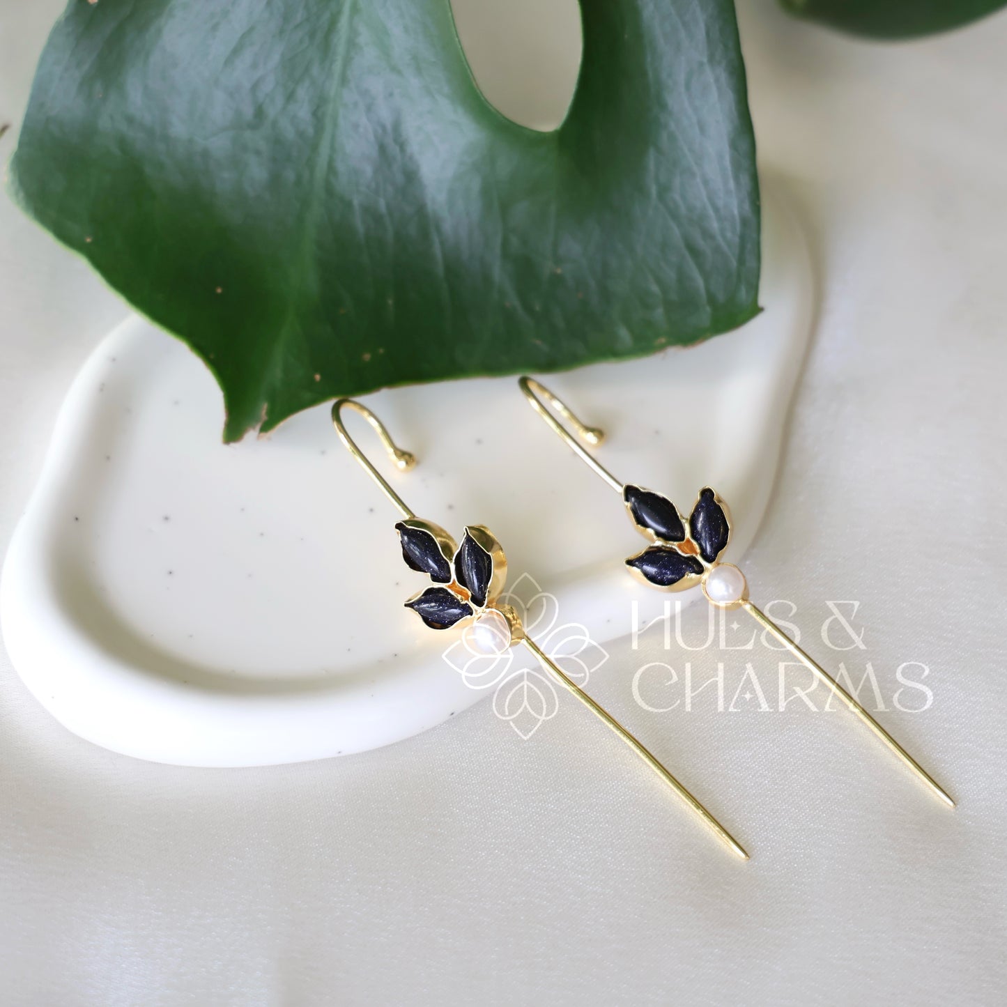 GOLDEN FLORAL EAR CUFF WITH PEARL (COLOURS AVAILABLE)