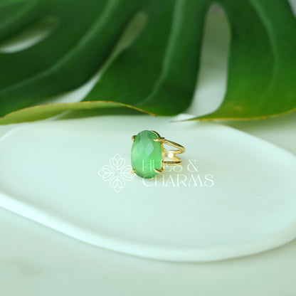 GLOSSY MIXED-CUT  ADJUSTABLE RING (Multiple shapes & colours available)