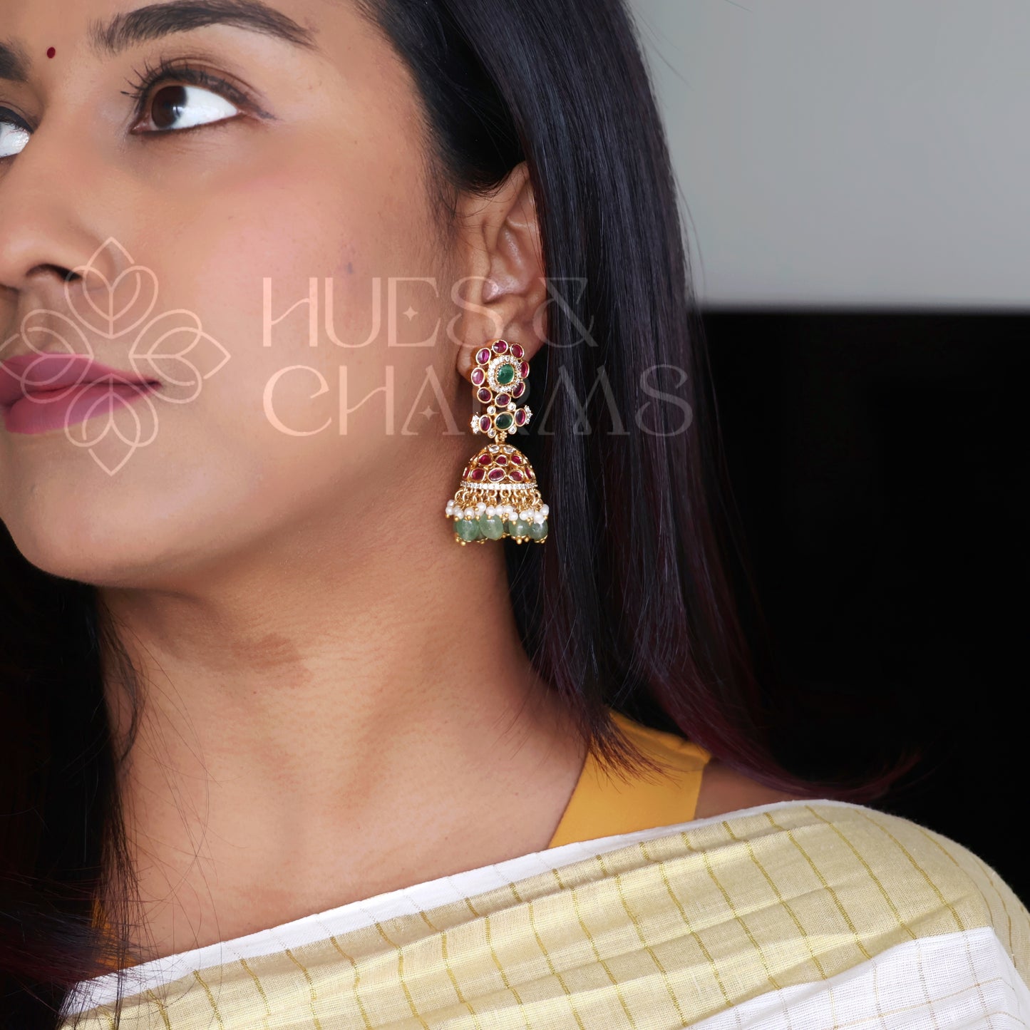 GOLDEN RATNA PUSHPA JHUMKA | PREMIUM JEWELLERY