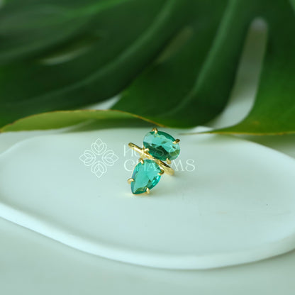 GLOSSY OVAL & TEARDROP ADJUSTABLE RING (COLOURS AVAILABLE)