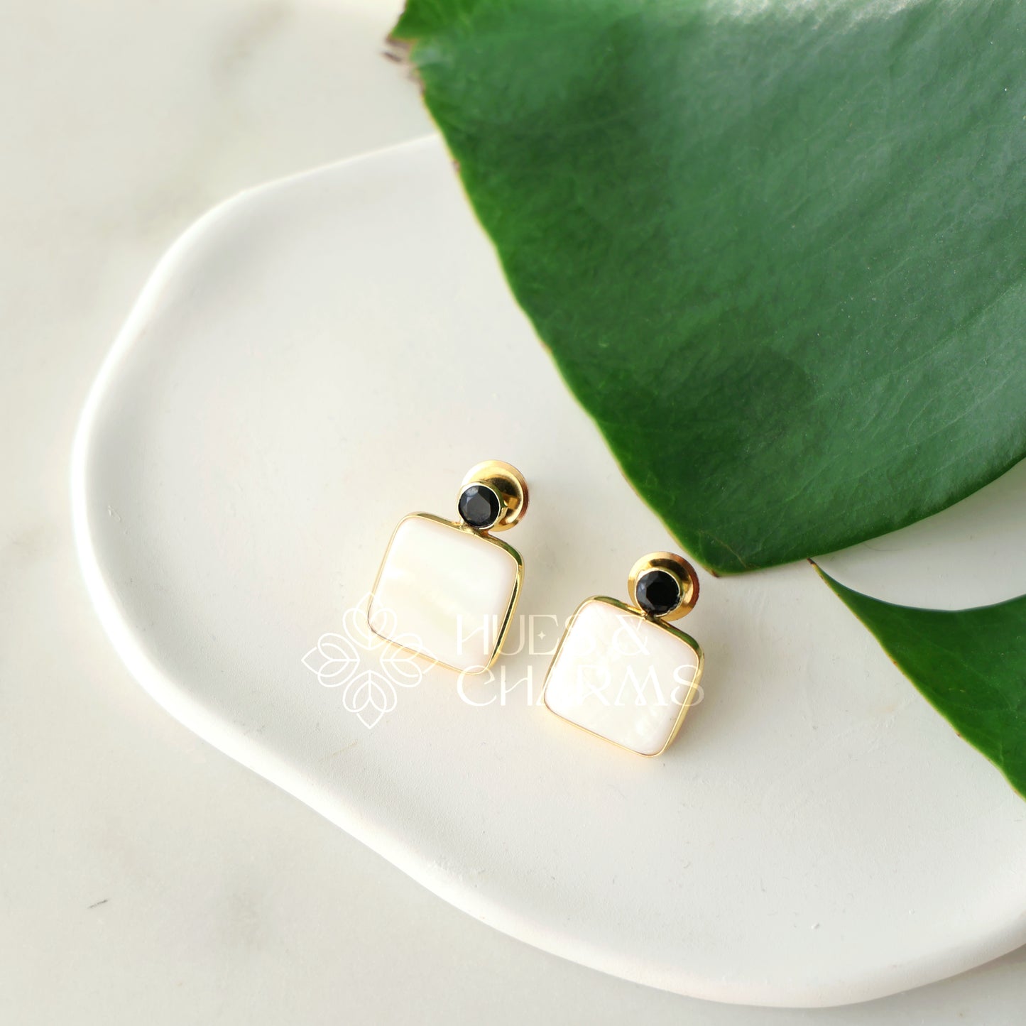 GLOSSY OPALINE MOP STUD EARRINGS (COLOURS AVAILABLE)