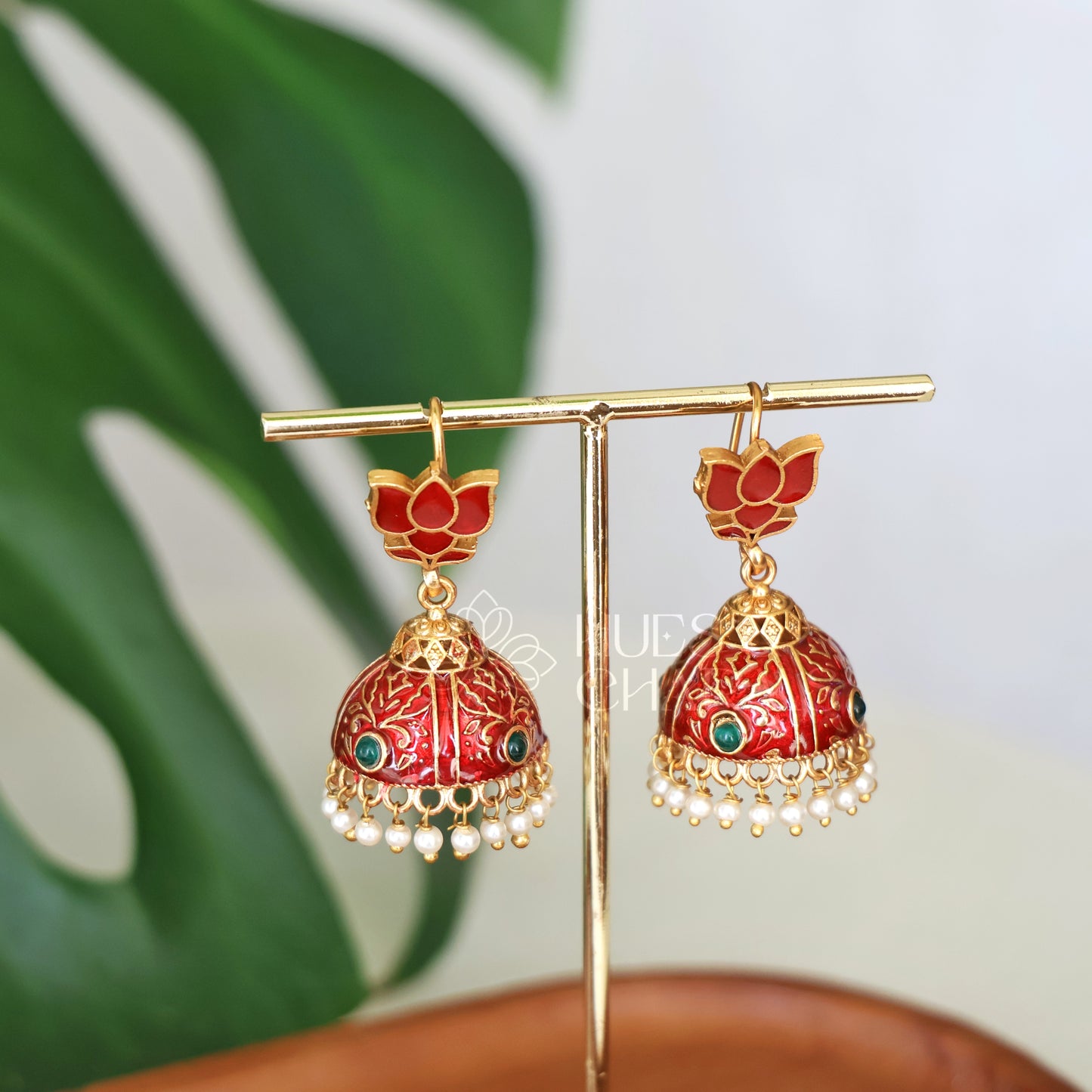 GOLDEN LOTUS JHUMKAS (COLOURS AVAILABLE)