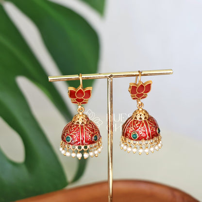 GOLDEN LOTUS JHUMKAS (COLOURS AVAILABLE)