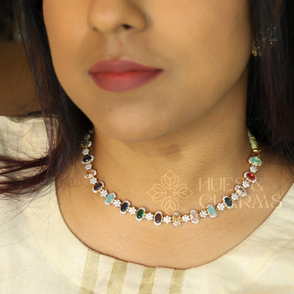 SIMPLE NAVRATNA NECKLACE SET | Premium jewellery