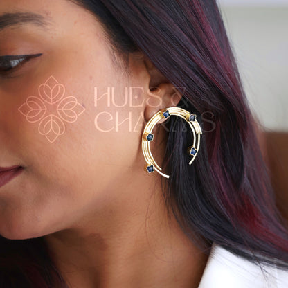 GOLDEN STATEMENT BLUE HOUR HOOPS EARRINGS