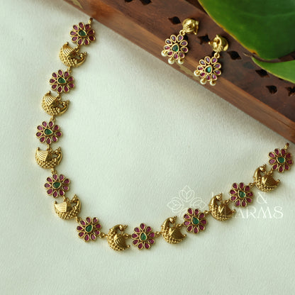 TRADITIONAL MAYURA PUSHPA NECKLACE SET | Premium jewellery