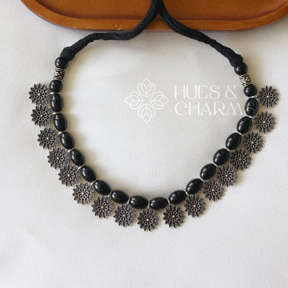 OXIDIZED FLORAL NECKPIECE