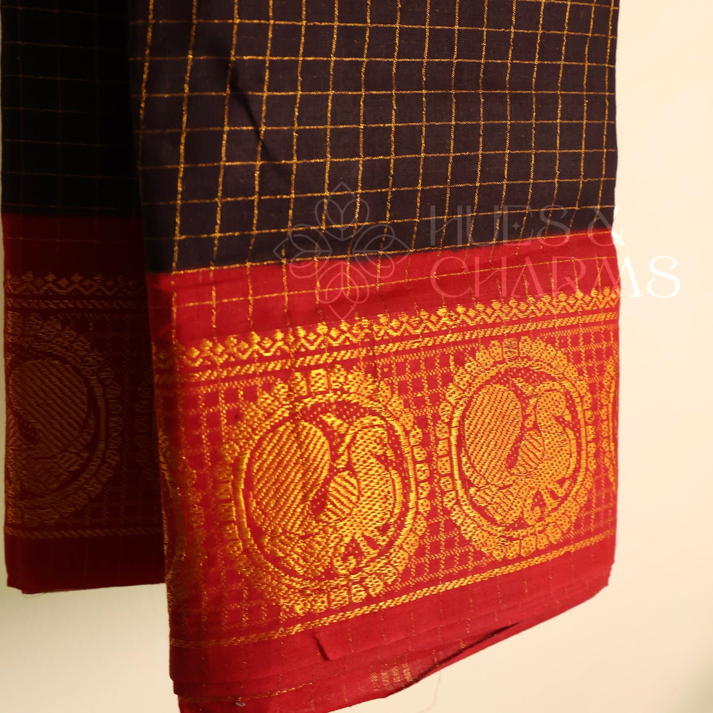 MADURAI SUNGUDI SAREE (Black and red)