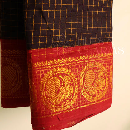 MADURAI SUNGUDI SAREE (Black and red)