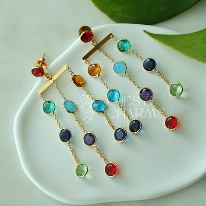 GLOSSY 3 LAYER MULTICOLOUR STATEMENT EARRING (COLOURS AVAILABLE)