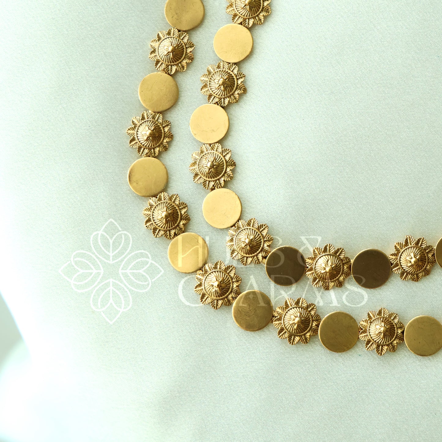 GOLDEN LAKSHMI COIN AND MANGO MOTIF HARAM SET (Copy)