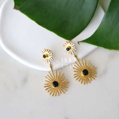 GOLDEN SUNBEAM DUO DROPS EARRINGS (COLOURS AVAILABLE)