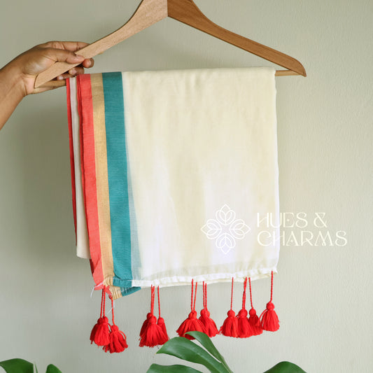 PURE MUL COTTON SAREE  - CHETHI (OFFWHITE)