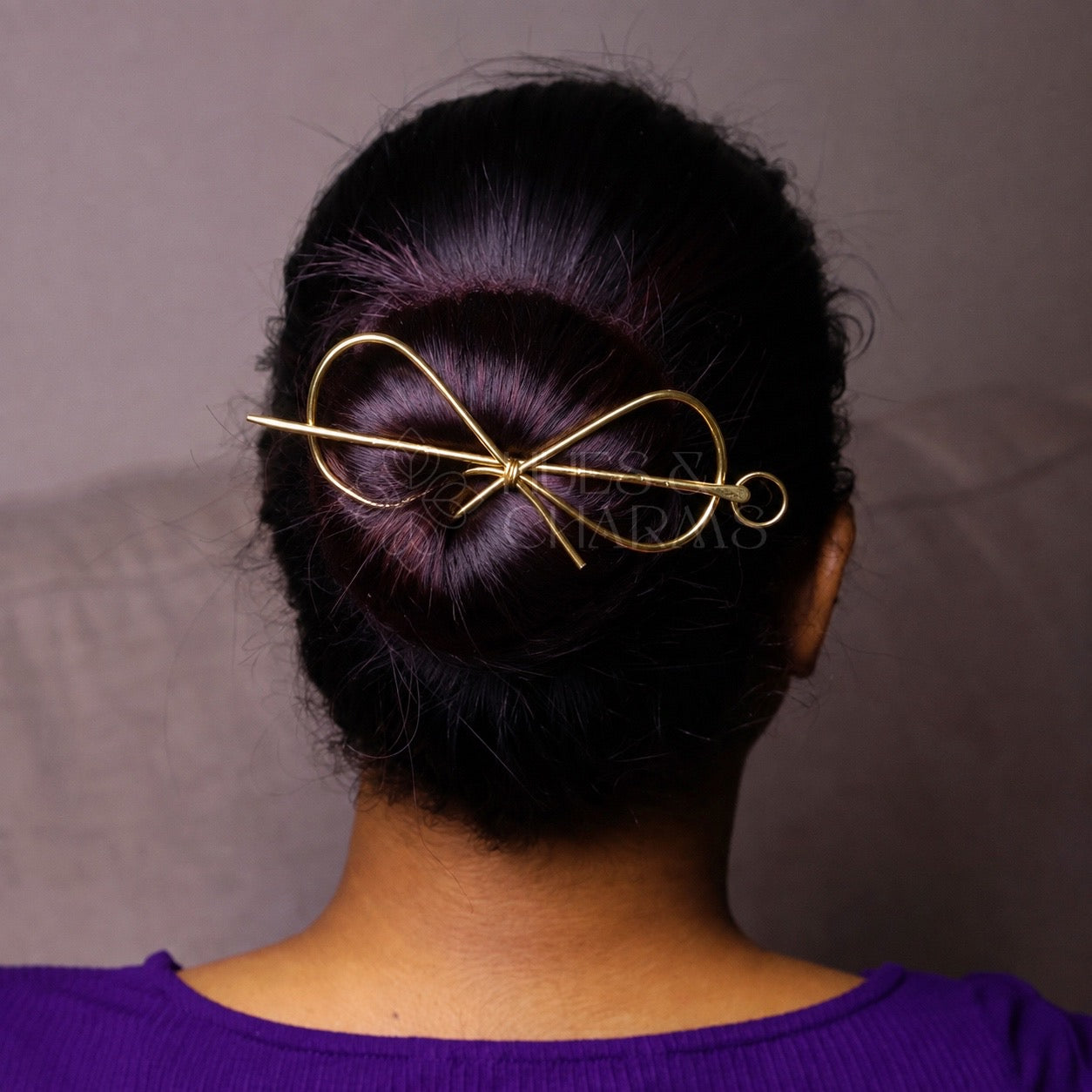 GOLDEN BOW HAIR BUN CAGE