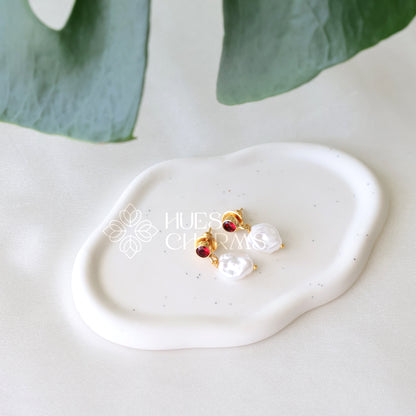 GOLDEN GLOSSY PEARL DROP SMALL EARRINGS (COLOURS AVAILABLE)