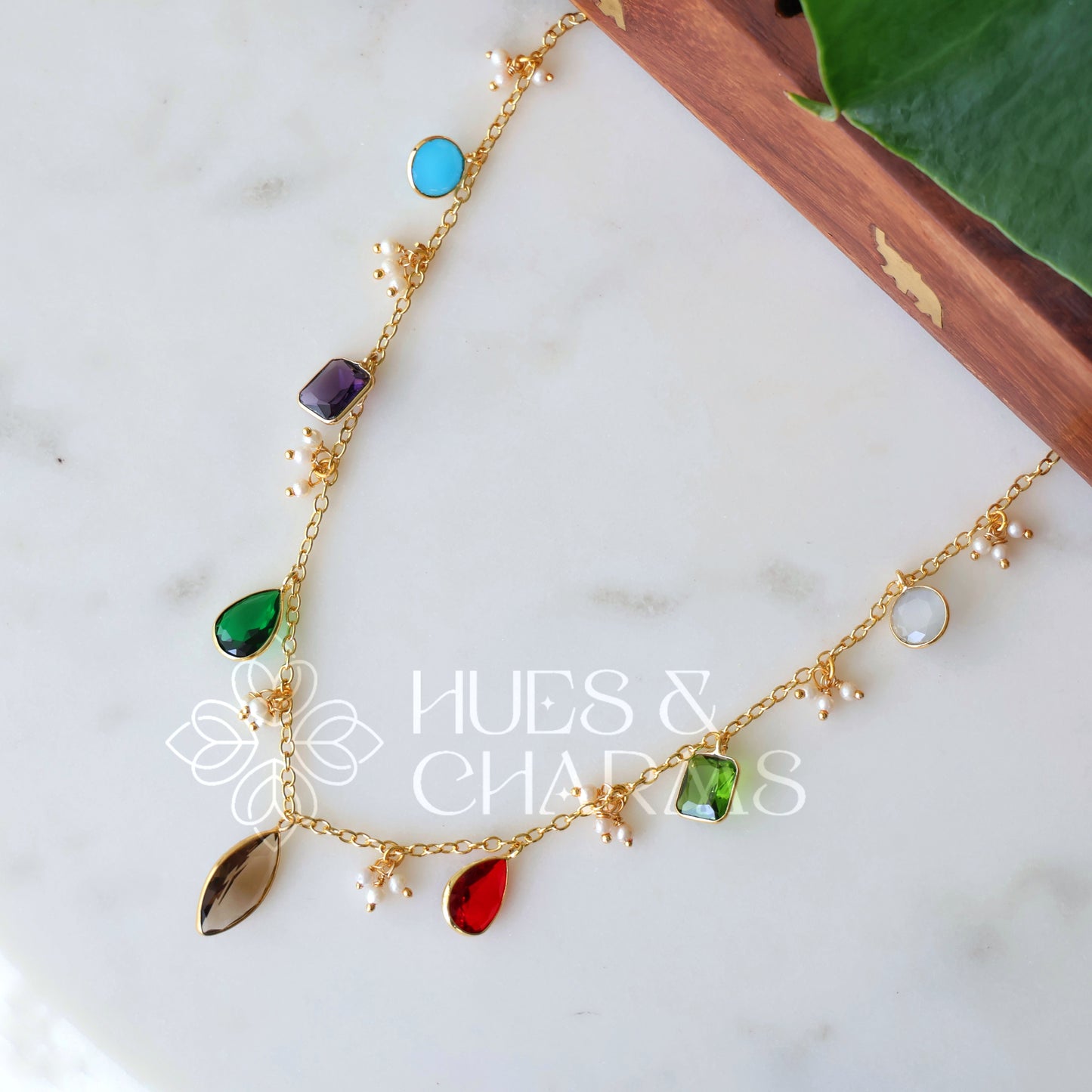 GOLDEN GLOSSY MULTI-CHARM NECKPIECE (COLOURS AVAILABLE)