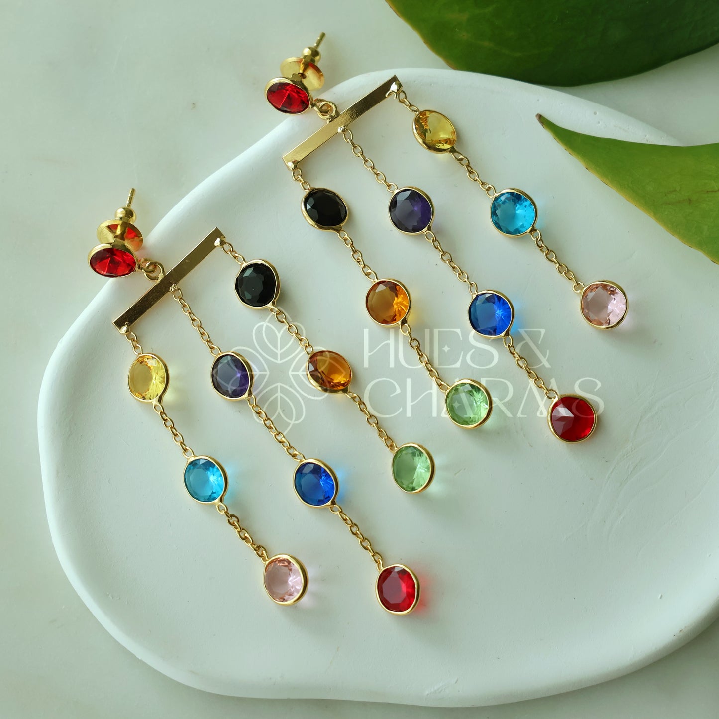 GLOSSY 3 LAYER MULTICOLOUR STATEMENT EARRING (COLOURS AVAILABLE)