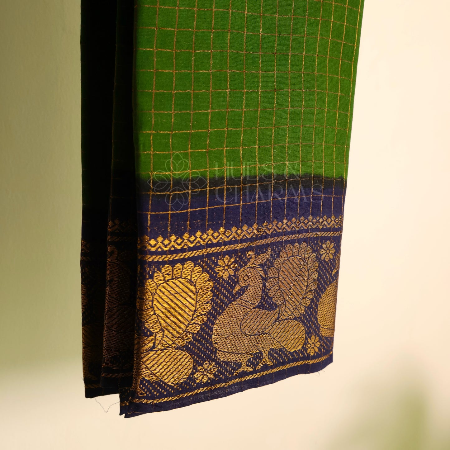 MADURAI SUNGUDI SAREE (Parrot green & deep blue)
