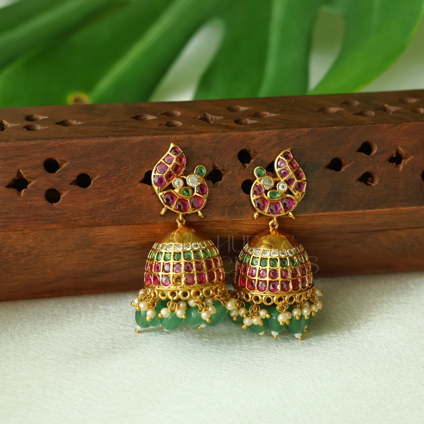 GOLDEN MAYURAVALLI KEMP RAGA JHUMKA |PREMIUM JEWELLERY