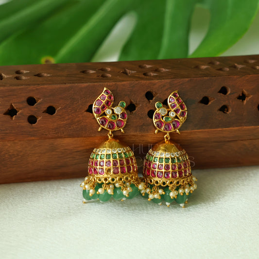 GOLDEN MAYURAVALLI KEMP RAGA JHUMKA |PREMIUM JEWELLERY