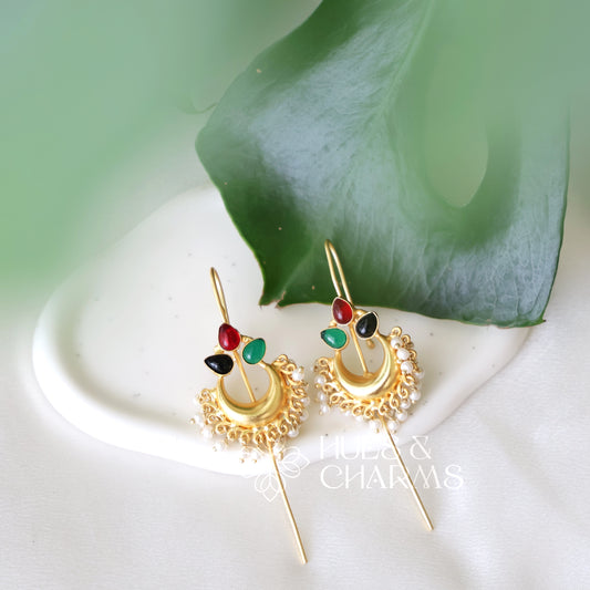 GOLDEN MOONFLOWER EAR CUFF WITH PEARLS (COLOURS AVAILABLE)