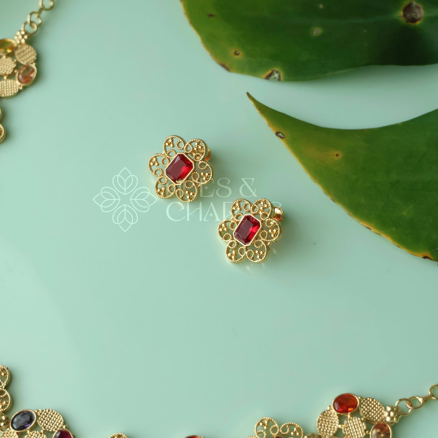 NAVARANGA RATNA NECKLACE SET |GOLD PLATED
