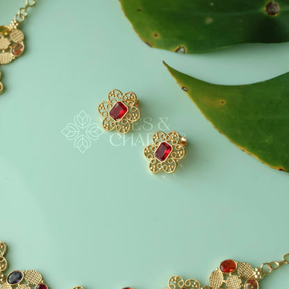 NAVARANGA RATNA NECKLACE SET |GOLD PLATED