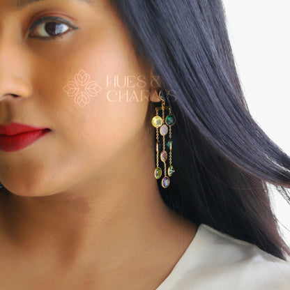 GLOSSY 3 LAYER MULTICOLOUR STATEMENT EARRING (COLOURS AVAILABLE)