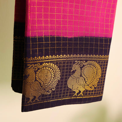 MADURAI SUNGUDI SAREE (Pink & deep blue)