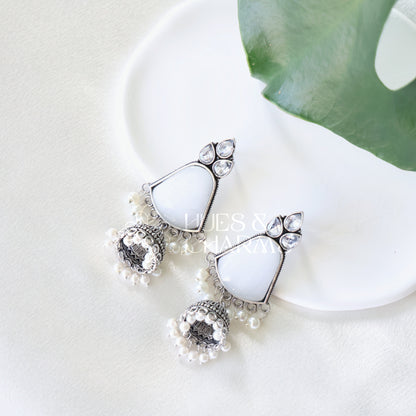 OXIDIZED GLOSSY JHUMKA EARRINGS ( COLOURS AVAILABLE )