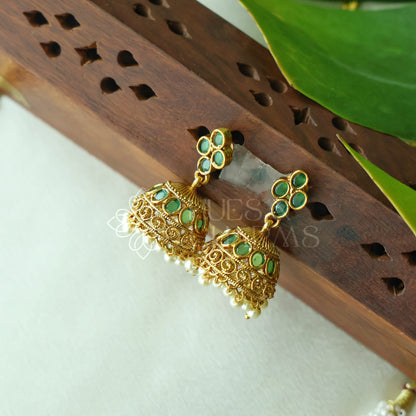 GOLDEN SIMPLE RATNA NECKLACE SET (Colours available)