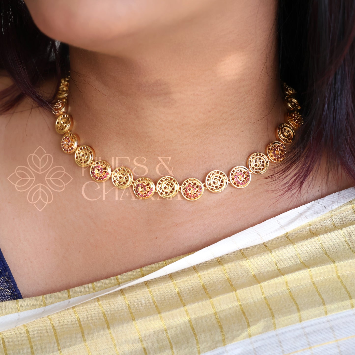 GOLDEN RAGA AD NECKLCE |GOLD PLATED (Colours available)