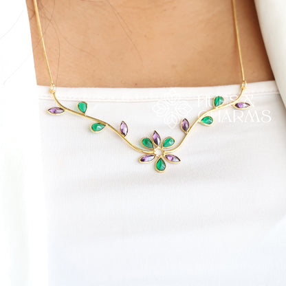 GOLDEN FLORAL LONG NECKPIECE