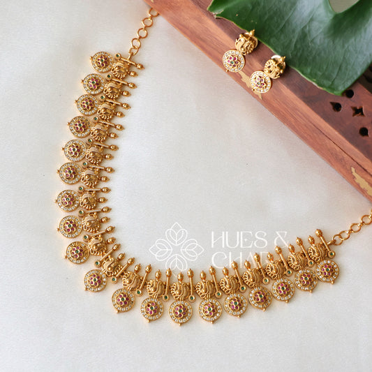 TRADITIONAL GOLDEN SUVARNA MAYURI NECKLACE SET