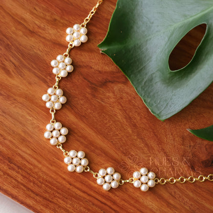 GOLDEN BLOOMING PEARL NECKLACE SET