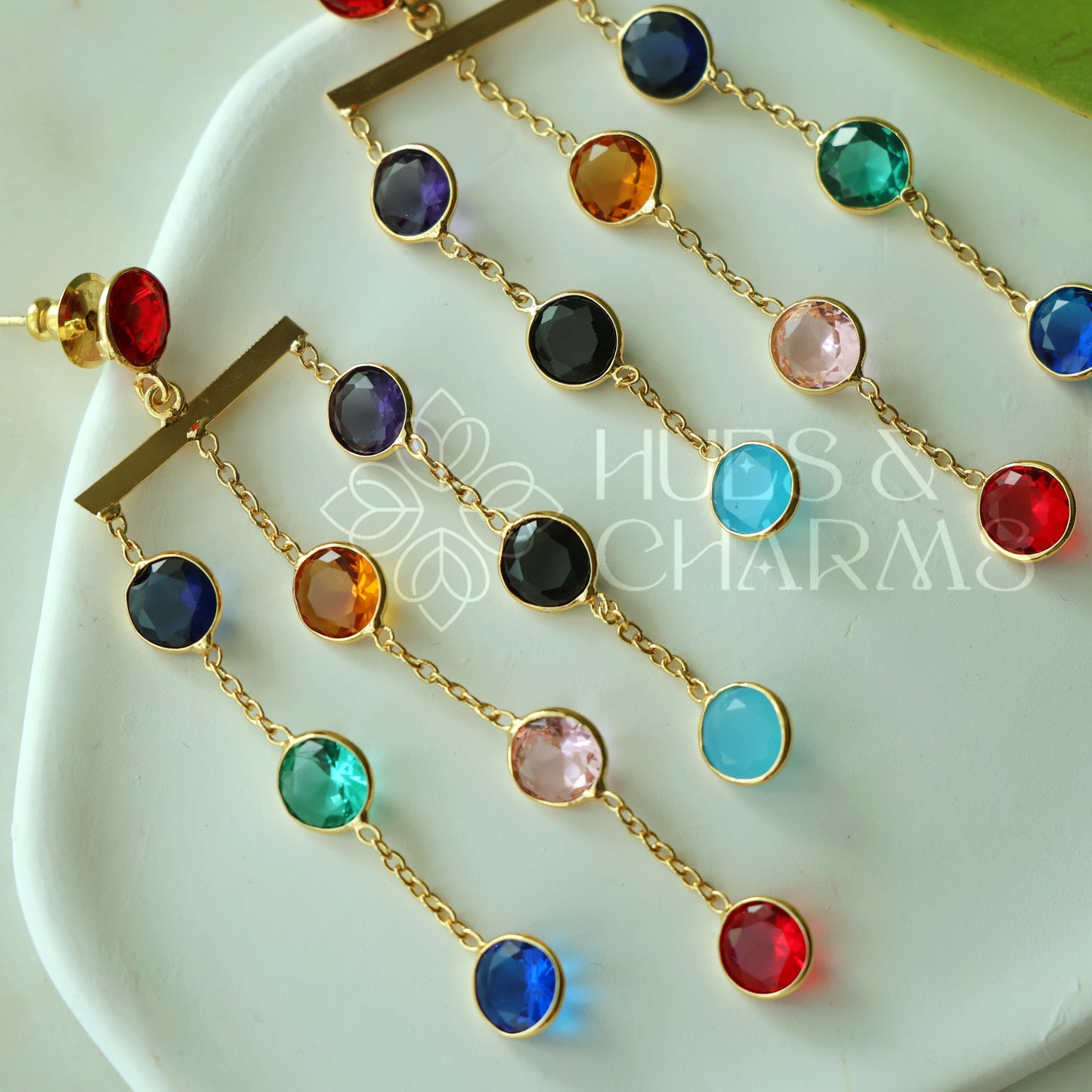 GLOSSY 3 LAYER MULTICOLOUR STATEMENT EARRING (COLOURS AVAILABLE)