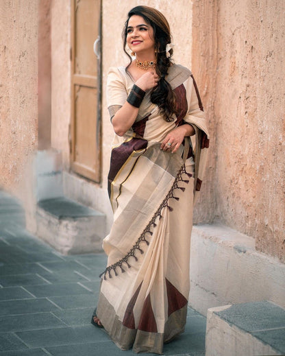 GOLDEN TISSUE BHUMI TEMPLE SAREE