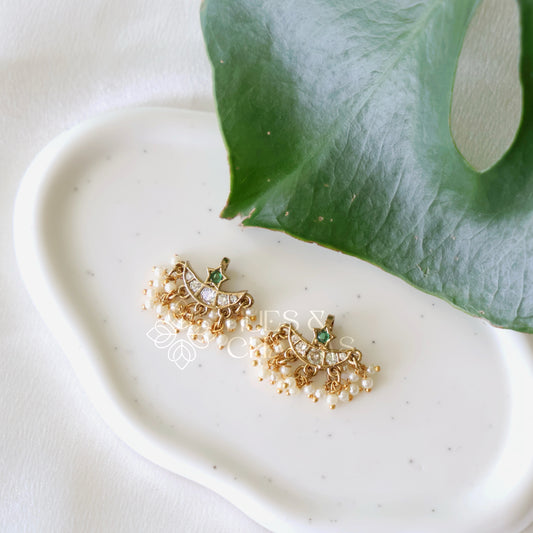 GOLDEN CHANDRIKA BUGADI WITH PEARLS