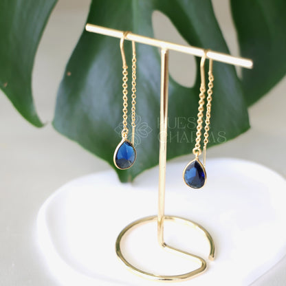 GOLDEN NEEDLE AND THREAD GLOSSY DROP EARRINGS (COLOURS AVAILABLE)